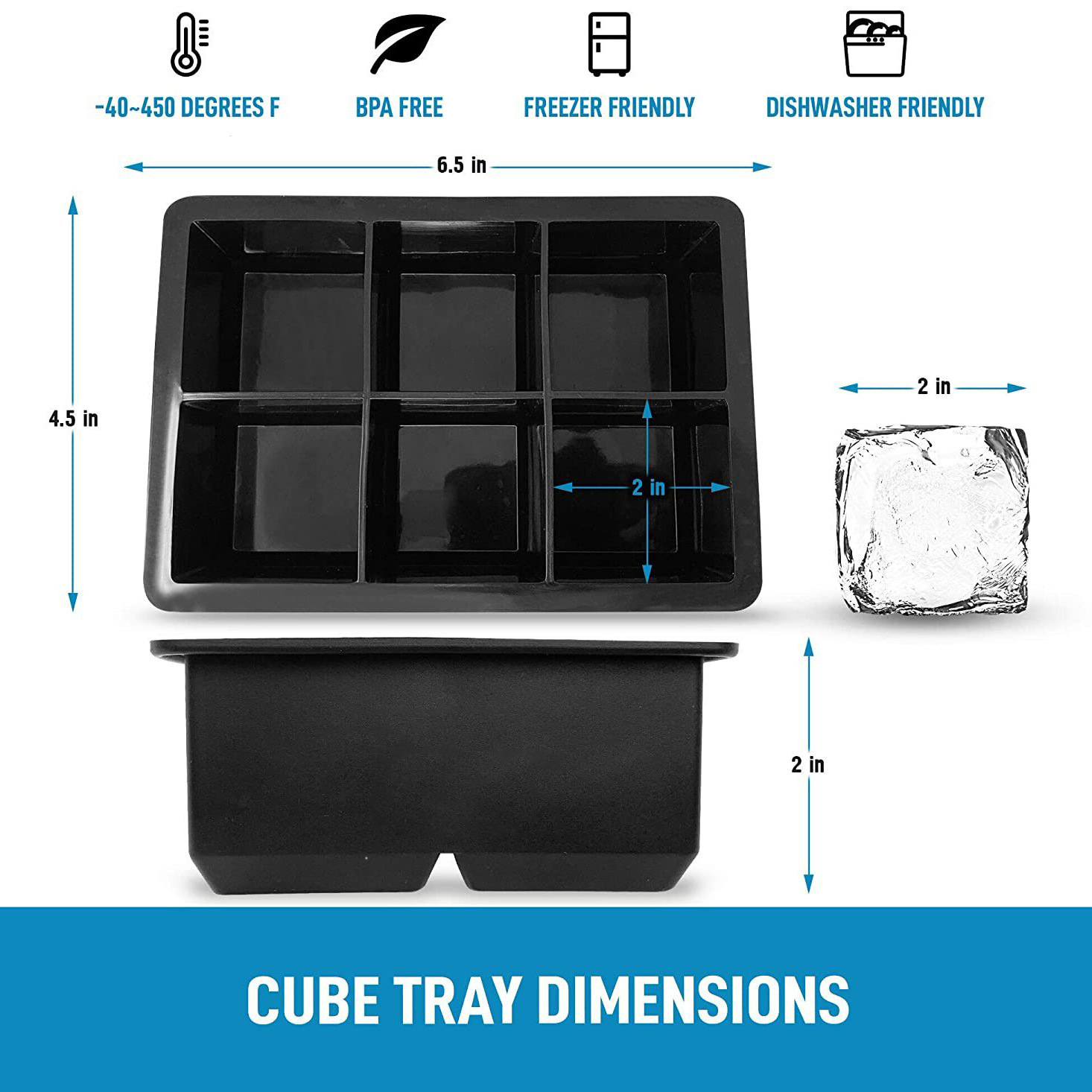 Amazon Ice Cube whisky Ice Cube creativo cuadrado caja de hielo redondo molde de hockey sobre hielo con tapa cubo de hielo de silicona