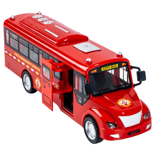 Children's double inertial sliding toy car sound and light bus public bus campus bus car model street stall wholesale