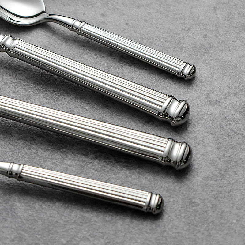 定制304高端不锈钢刀叉勺外贸西餐餐具套装罗马柱刀叉勺包装定制