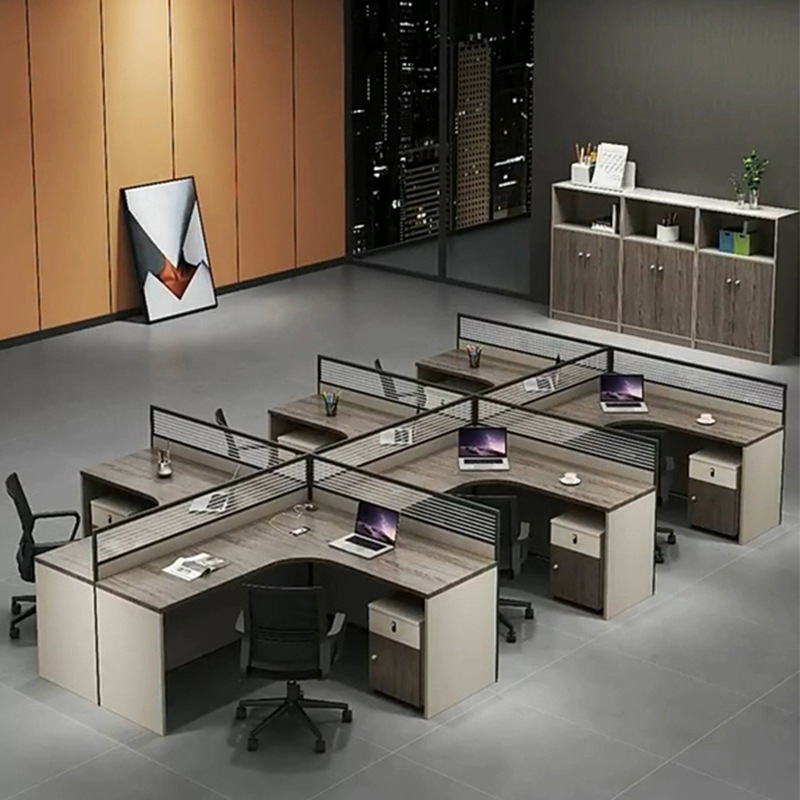 [Venta al por mayor de fábrica] pantalla Escritorio de oficina y silla combinación de Servicio al Cliente Estación de cuatro asientos simple Maestro contabilidad personal Escritorio