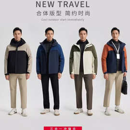 三合一冲锋衣羽绒内胆可拆卸logo印图印字工作服工装冬季冲锋衣