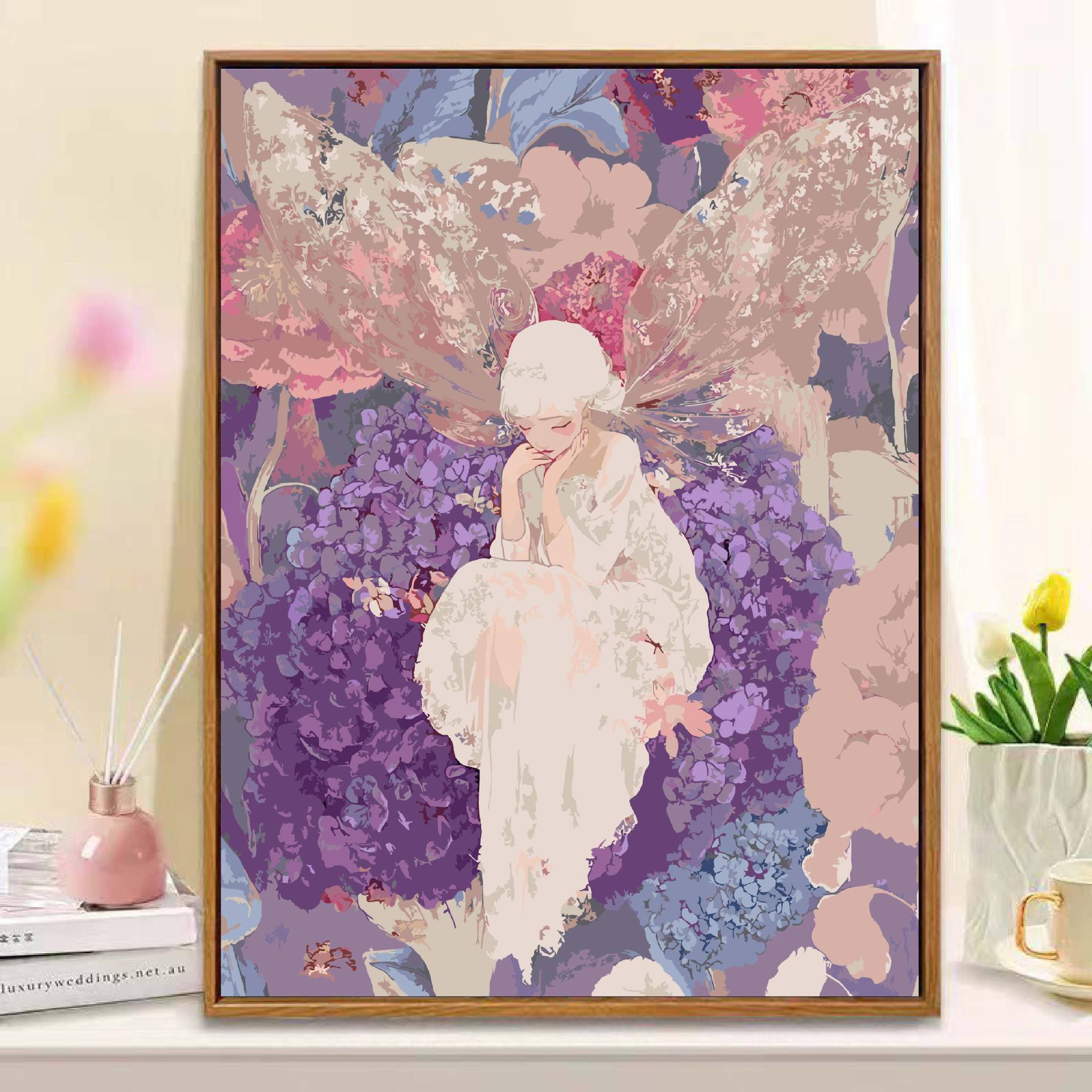 Fada de flores diy pintura al óleo digital curar el departamento de alta belleza acrílico descompresión pintura a mano pintura de color artesanal