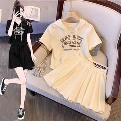 大きいサイズの婦人服2025夏服のスーツは帽子の半袖の半ズボンと太っています。