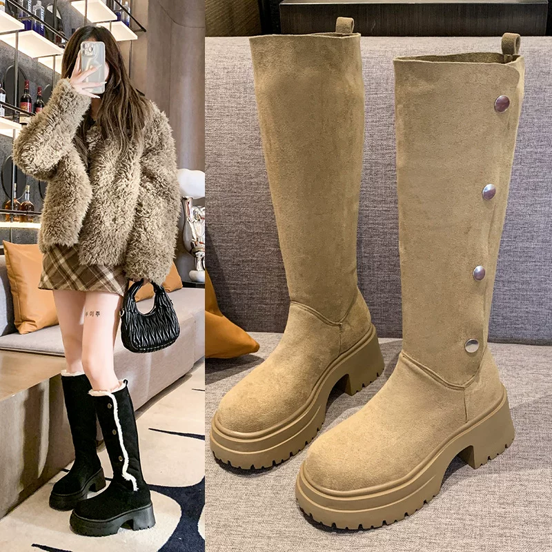 High boots platform, 2024 years, mid-length, fitted, wholesale