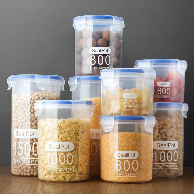 Dry spice storage box, kitchen seasoning food sealed container, plastic household nut and dry goods moisture-proof storage jar