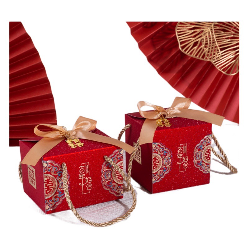 Frosted square Chinese candy box wedding creative portable candy box Full Moon back gift carton wholesale