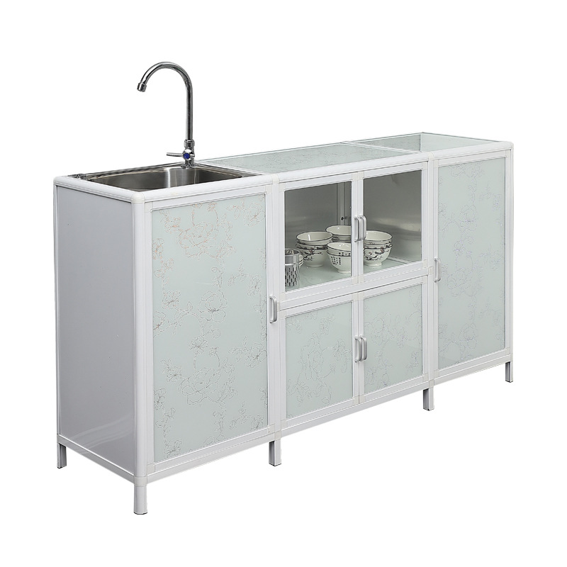 Gabinete de cocina, lavavajillas, fregadero, gabinete de aleación de aluminio de fácil montaje económico, gabinete de alquiler, cocina de acero inoxidable