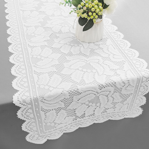 French floral lace table flag, Nordic white dining tablecloth decor, coffee table TV stand cover, decorative tablecloth cross-border
