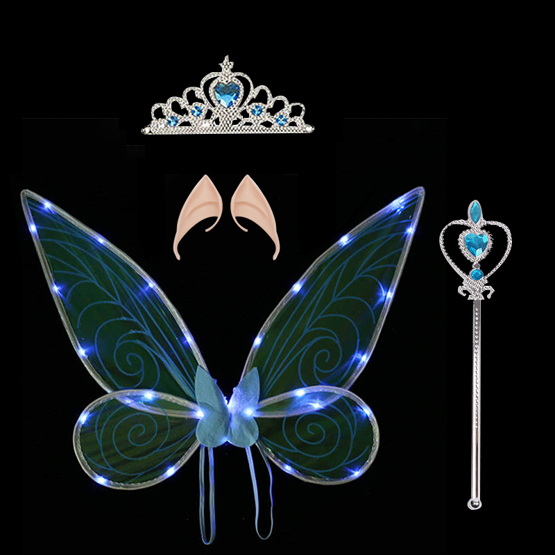 Navidad Nuevo estilo de emisión de luz ELF alas fiesta de vacaciones con flash mariposa Halloween accesorios de rendimiento para niños