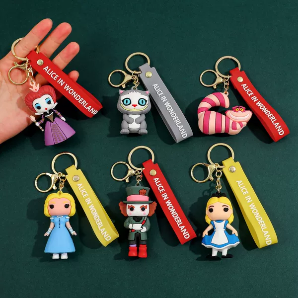 Alice Keychain in Wonderland Couple Series Keychain Car Pendant Schoolbag Hanging Jewelry Small Gifts