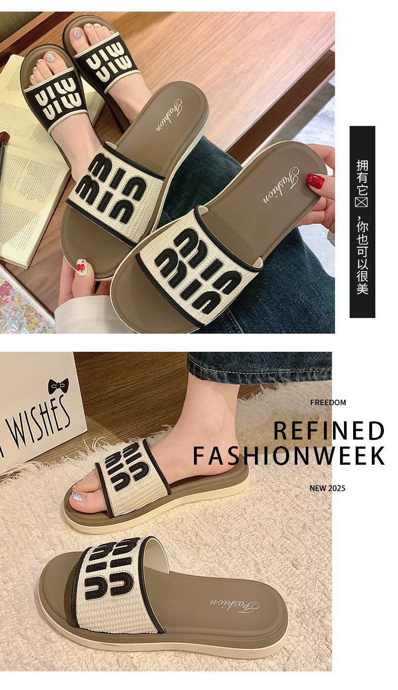 跨境外贸拖鞋女夏季外穿网红时尚一字拖PVC平底冲凉沙滩凉拖鞋-阿里巴巴