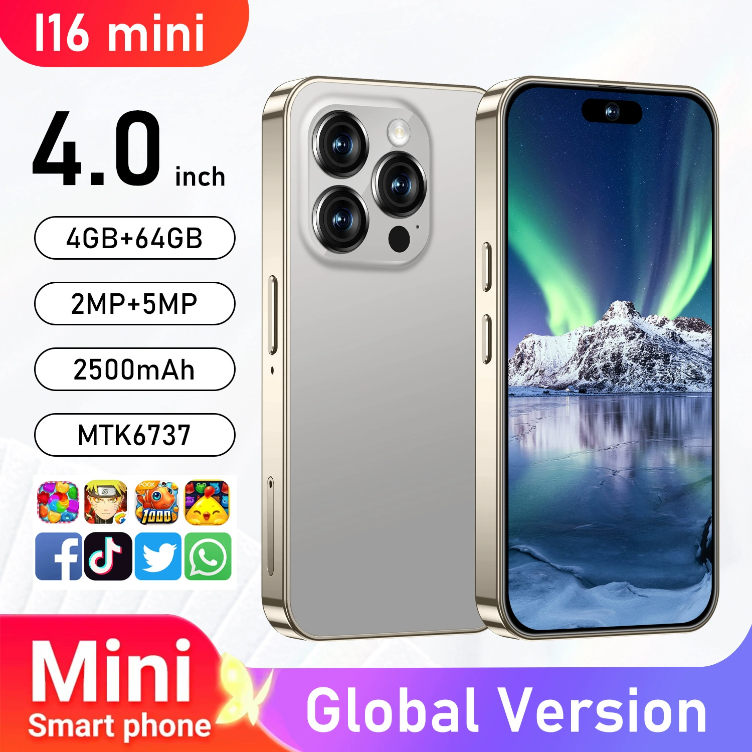 2025 новый мобильный телефон I16 mini для детей, недорогой, 4.0" Android 8.1
