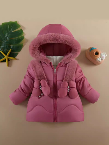 Children's Winter Jacket 1-6 Years Old Girls Fleece-lined Thick Fashion Cotton Coat Little Girl Cotton Padded Coat 2024 New Windproof