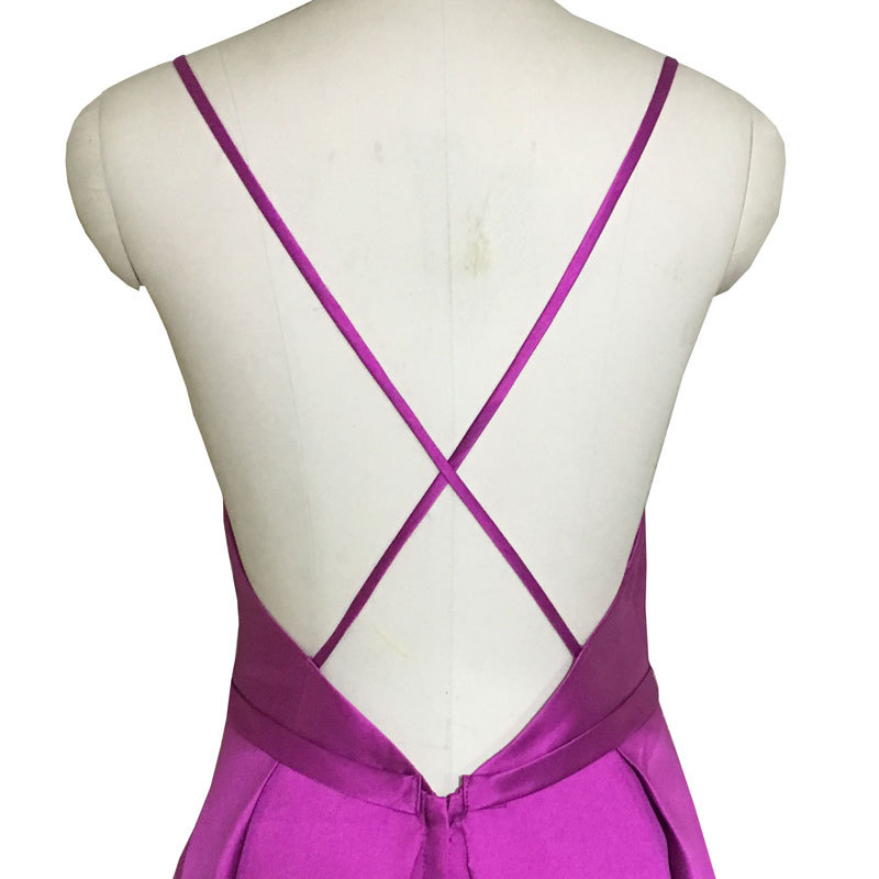 El Comercio exterior europeo y americano Amazon AliExpress deseo vestido de noche sexy Correa sin espalda simple satén vestido personalizable image 4