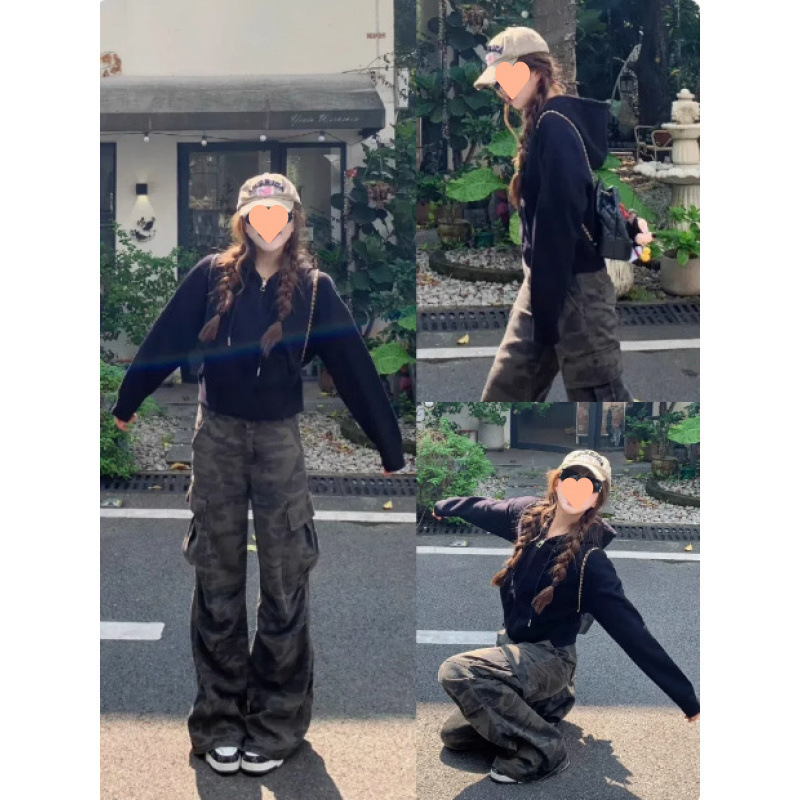 即墨卫衣灰色短款外套女2025春秋新款女装修身连帽上衣收腰开衫|undefined