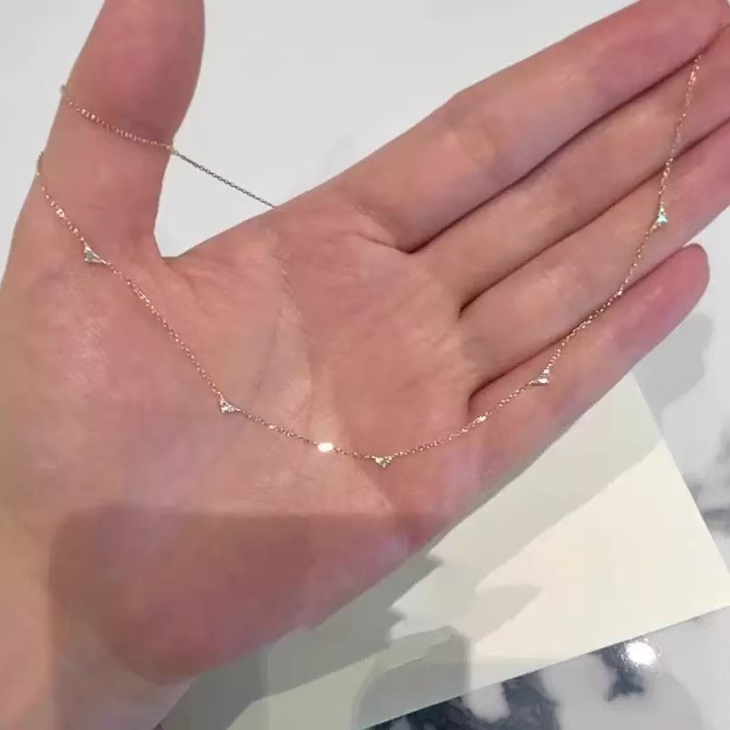 S925纯银极简风爱心闪钻极细款项链女款精致韩系通勤感小众锁骨链|undefined