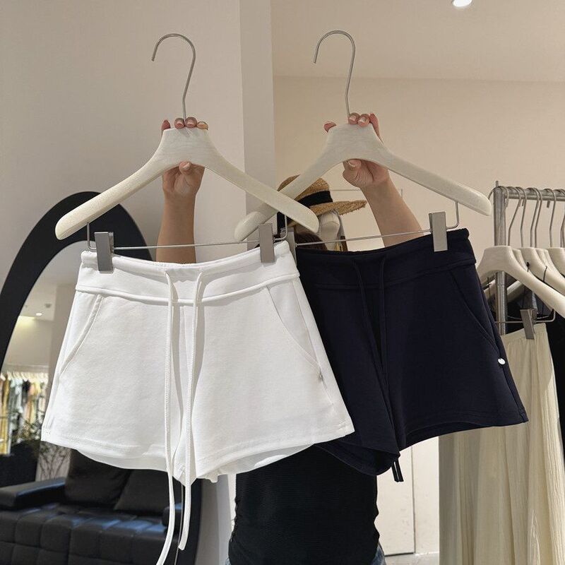 High-Waisted Drawstring A-Line Shorts for Women, New Summer Style, Casual Versatile Slimming Sports Hot Pants, Pure Cotton Loose Wide-Leg Pants High-Waisted Drawstring A-Line Shorts for Women, New Summer Style, Casual Versatile Slimming Sports Hot Pants, Pure Cotton Loose Wide-Leg Pants