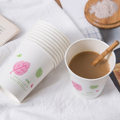 Wholesale disposable paper cups, 50-packs, thickened 250ml original wood pulp coffee, soy milk, juice, milk tea, hot drink cups