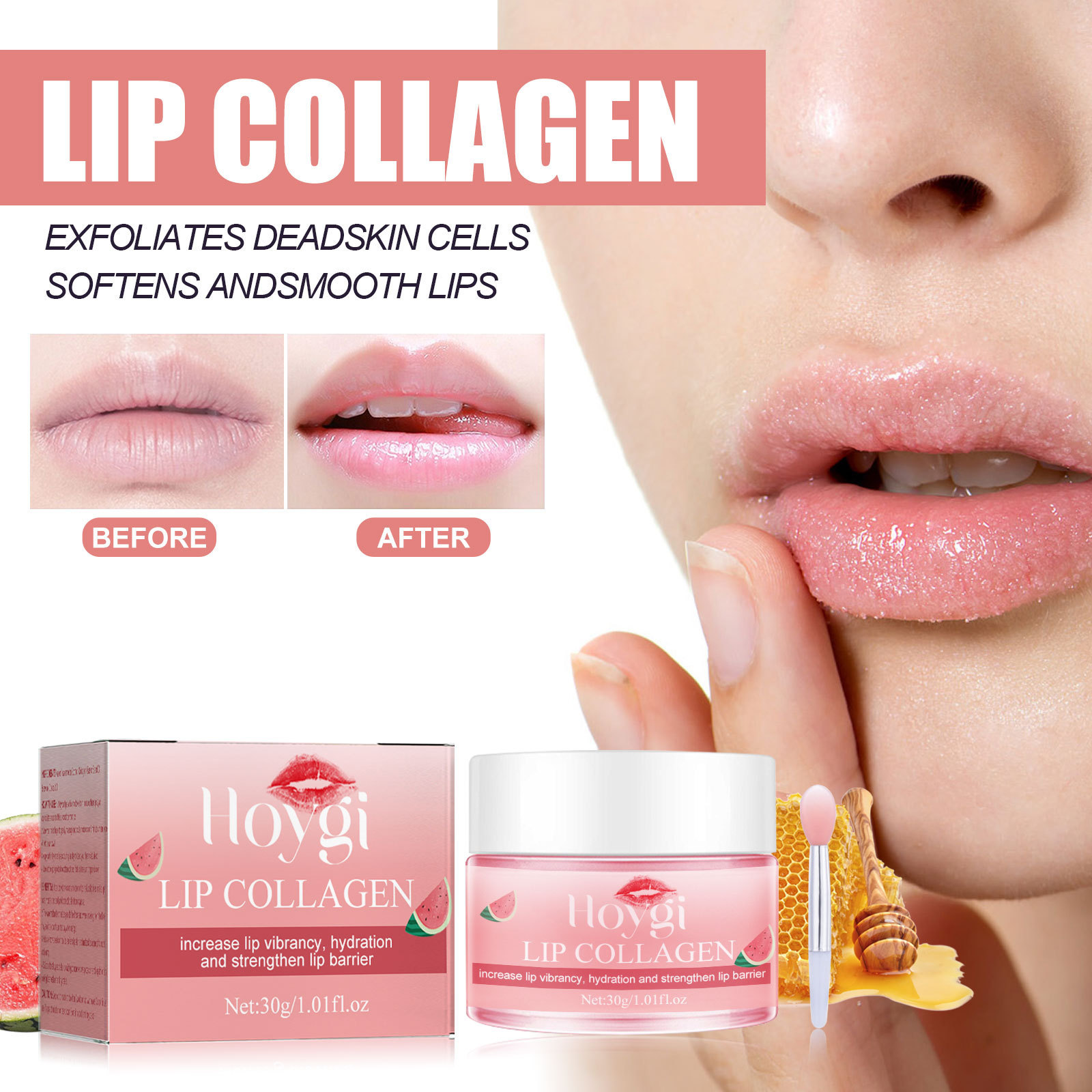 Hoygi Watermelon Flavor Lip Mask Moisturizes reduces lip lines, prevents freeze-drying cracking, and repairs k_voghion.com