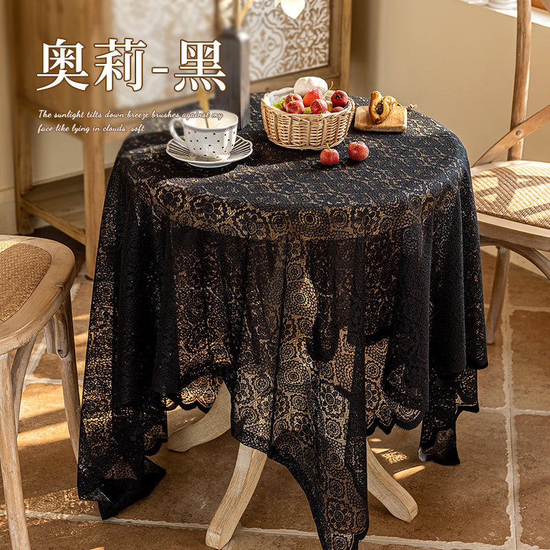 新款法式田园茶几布蕾丝装饰电视柜盖布斗柜鞋柜盖巾网纱桌布|undefined