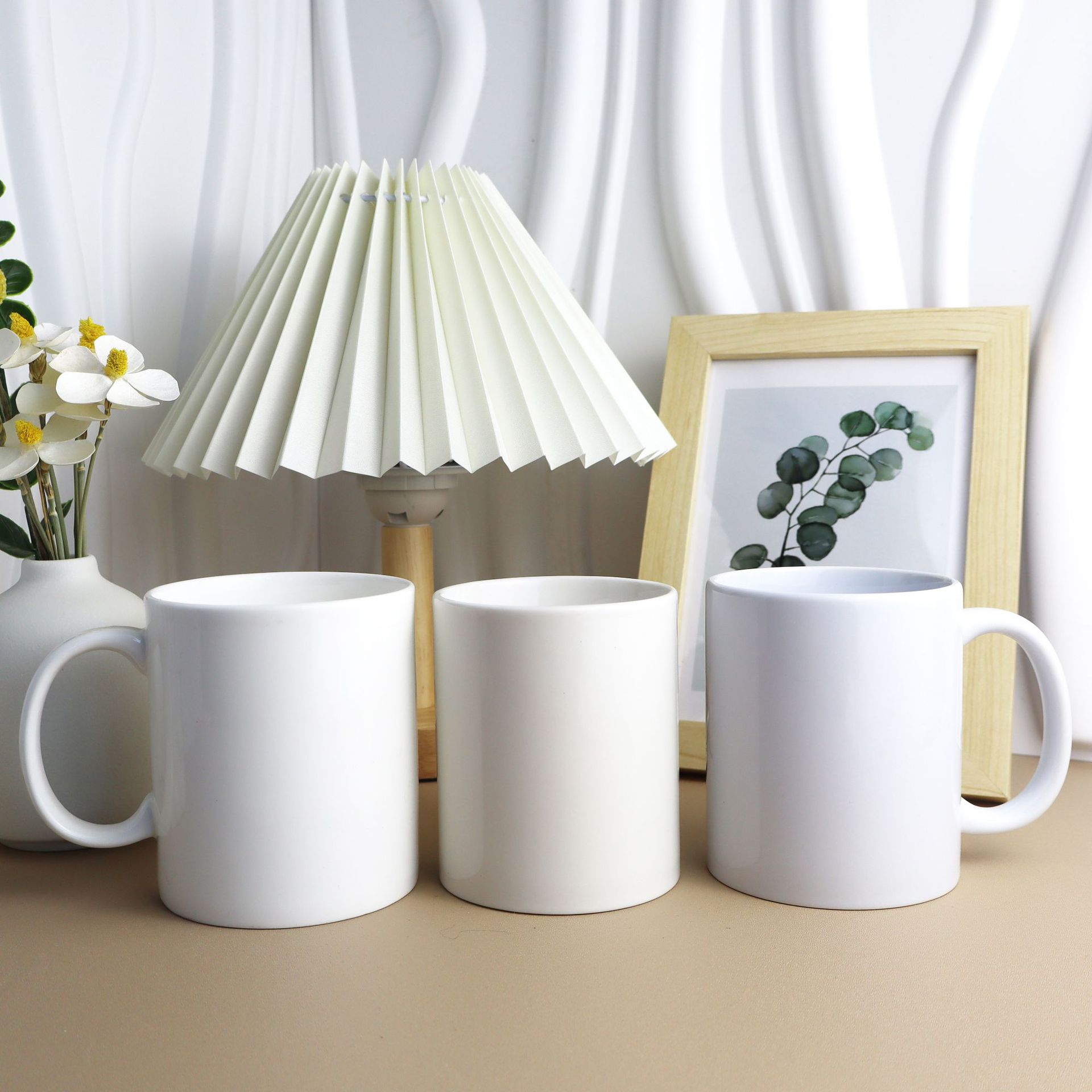 Simple Fashion White Porcelain Ceramic Cup High Temperature Straight Mug New Bone China Ivory White Water Cup Coated LOGO Printing