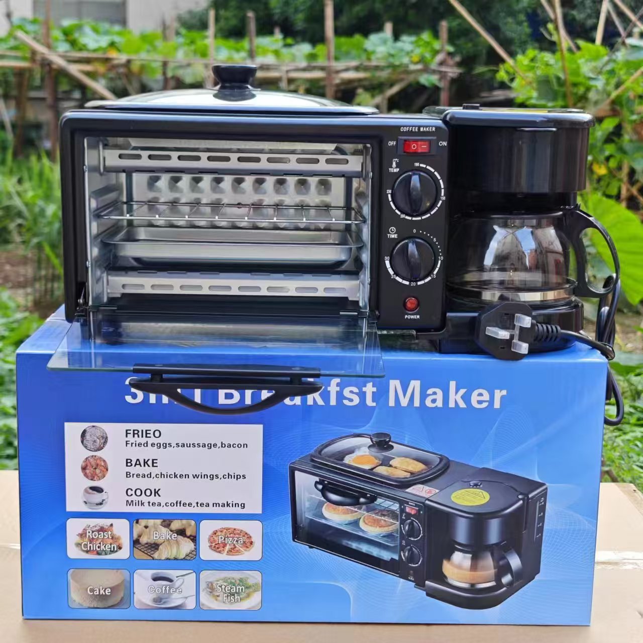 Household Three-In-One Cross-Border Foreign Trade Breakfast Machine Multi-Functional Household Oven Fully Automatic Toaster Coffee Machine