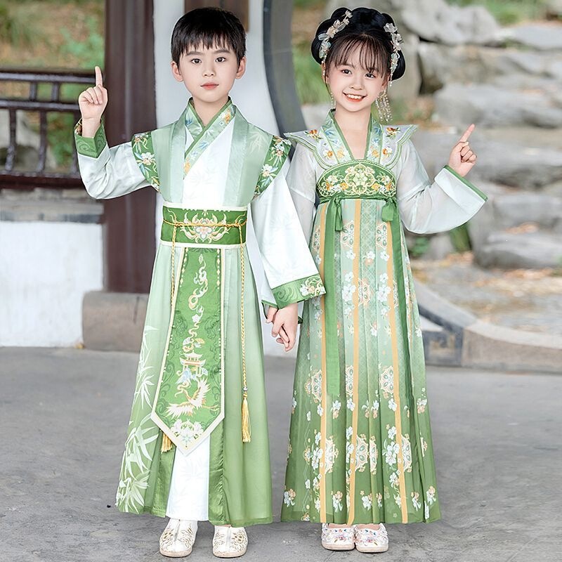 Hanfu for Boys, New Style Children's Chinese Style Tang Suit, Boys' Ancient Style Outfit, Girls' Princess Dress for Summer