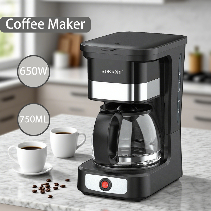 Cross-Border 110V American European Standard American Coffee Machine 6-Cup Coffee Pot Fully Automatic Coffee Drip Filter Tea Maker