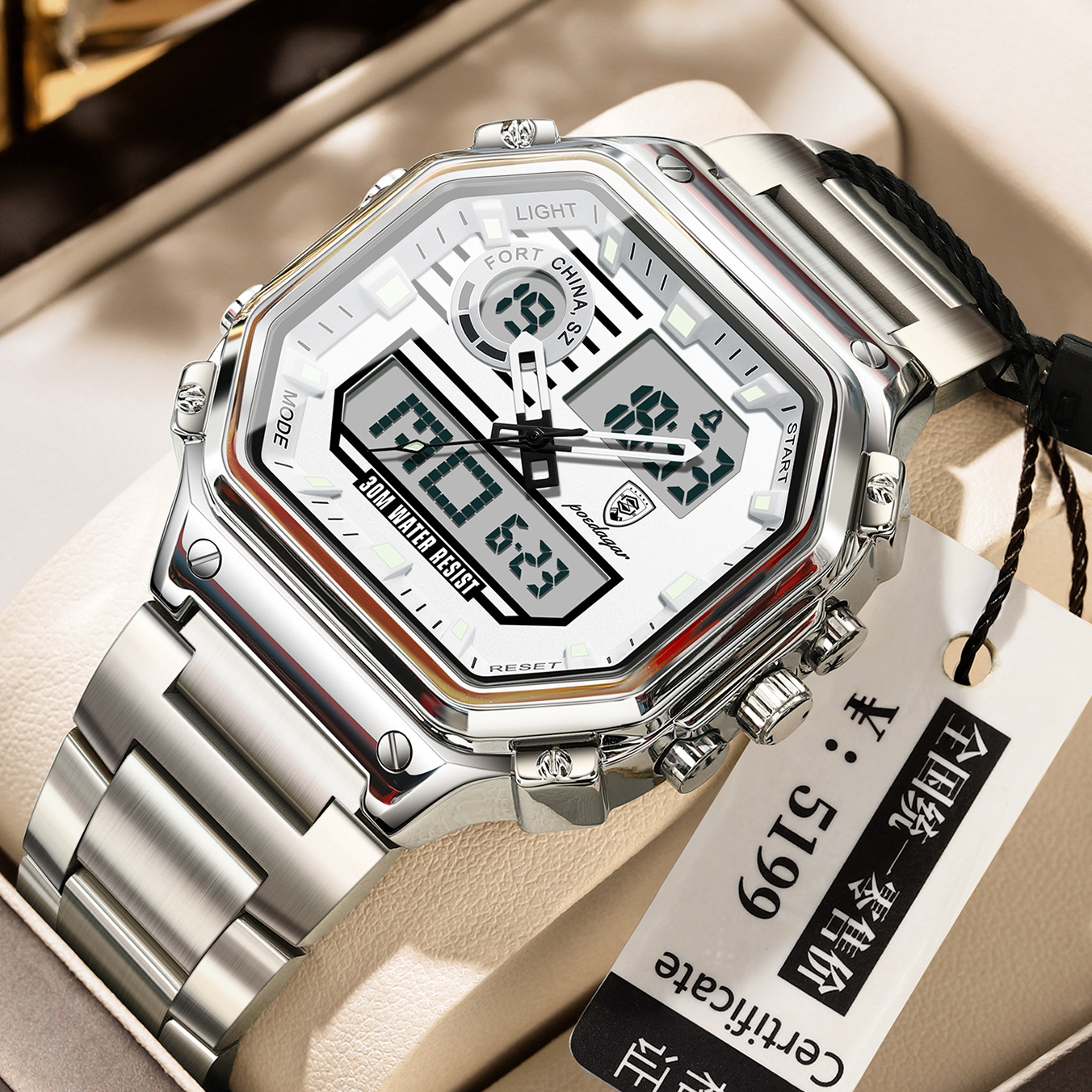 POEDAGAR / PEDAGAR multifuncional impermeable nocturna reloj electrónico de moda para hombres reloj en vivo de comercio exterior explosión
