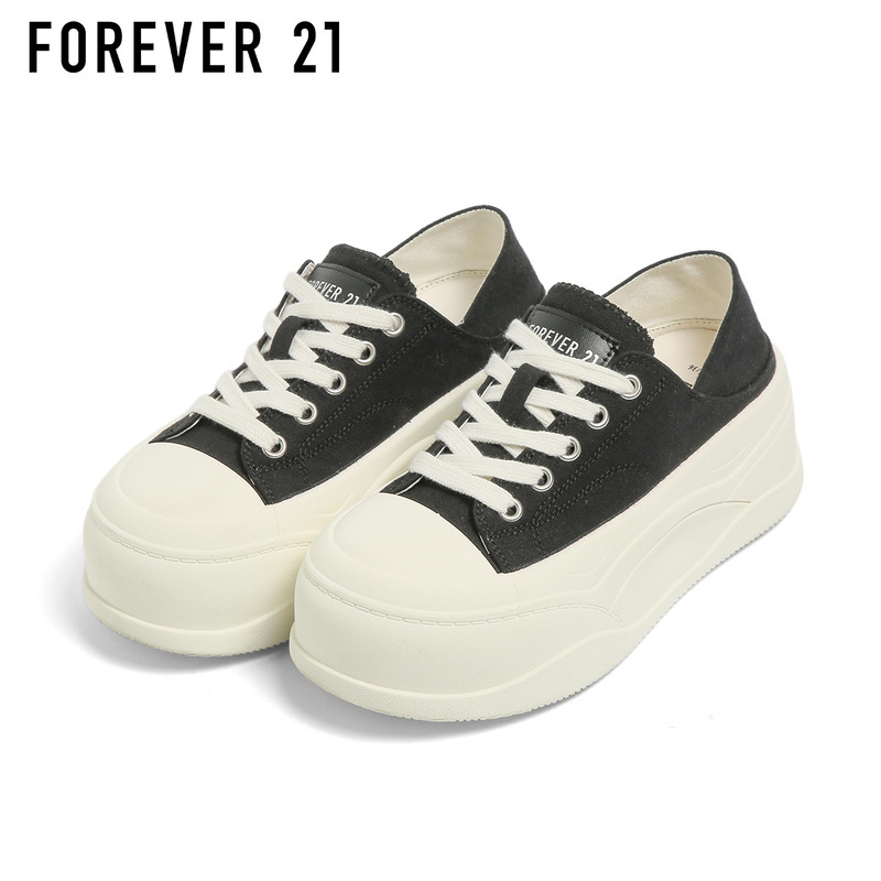 [Double 11 Good Things] F21 Canvas Shoes Women's Height Increasing Shoes Autum Flats Fashion Casual Shoes Round Toe Hong Kong Style