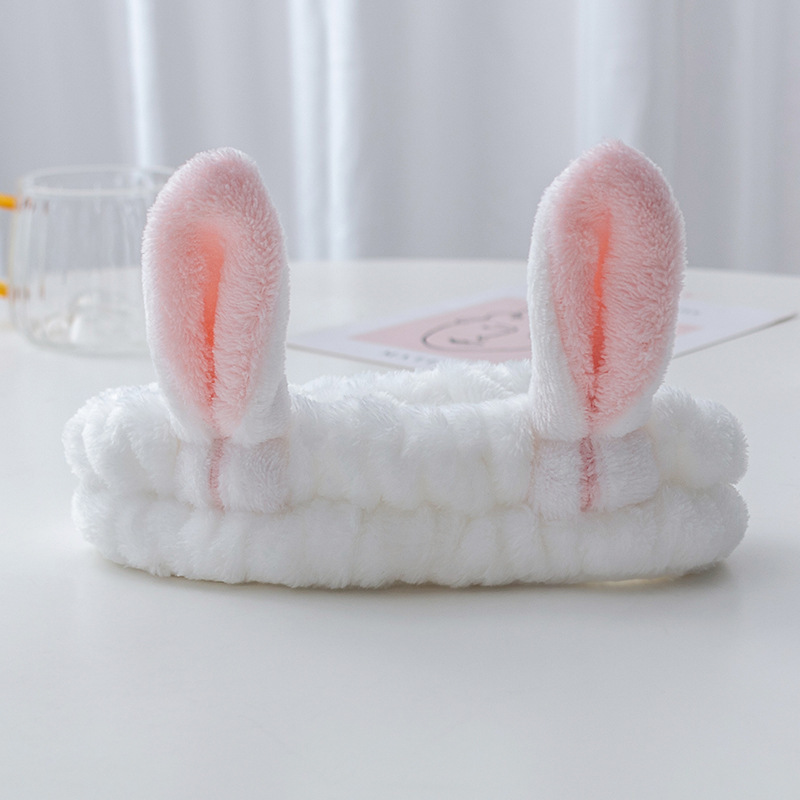Nueva celebridad de Internet Corea del Sur cara máscara maquillaje lindo orejas conejo felpa banda pelo borde ancho