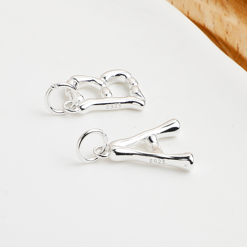 DIY Accessories Classification 1 Piece Quantity 1 Piece Width 8-12mm Length 14-15.5mm 925 Sterling Silver Letter Pendant DIY Accessories