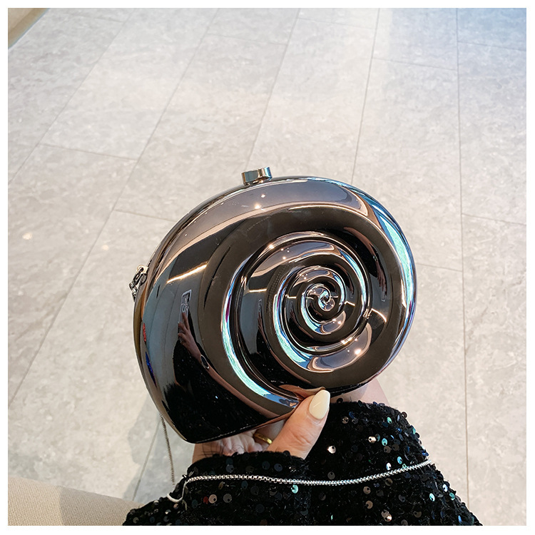 Nueva bolsa de cena de mujer creativa caracol concha de acrílico bolsa de mano personalidad brillante bolsa de noche