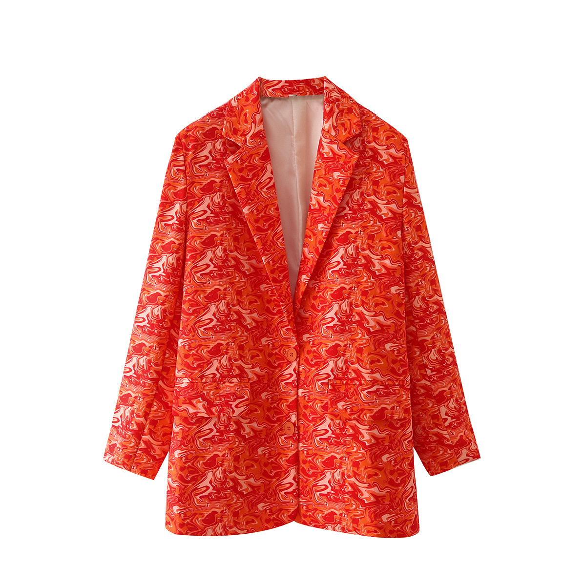 women s orange printing blazer nihaostyles wholesale clothing NSAM82075