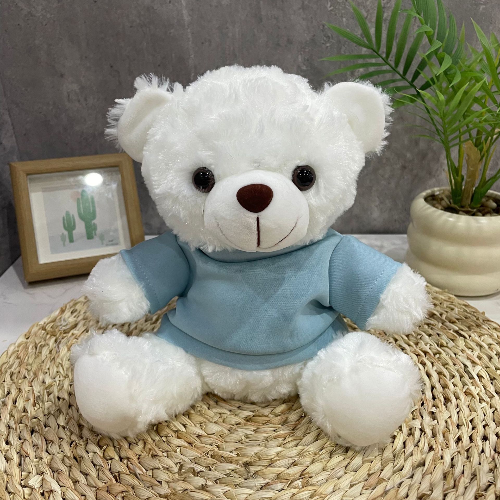 Teddy Bear se puede imprimir LOGO evento de vacaciones muñeca regalo para el hogar adornos de escritorio abrazar juguetes de peluche