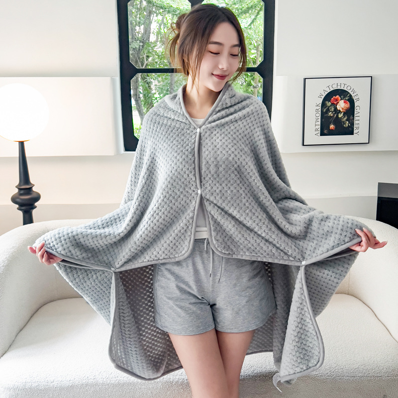 파인애플 체크 숄 담요~고급 그레이