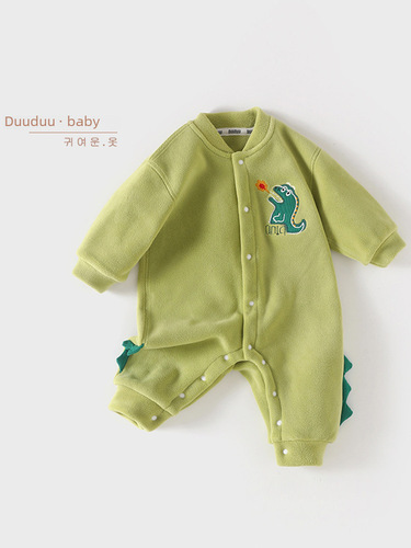 DUUDUU Spring and Autumn Season Plush Fleece Newborn Bodysuit for Boys and Girls, Warm Hosiery Climbing Suit for Infants
