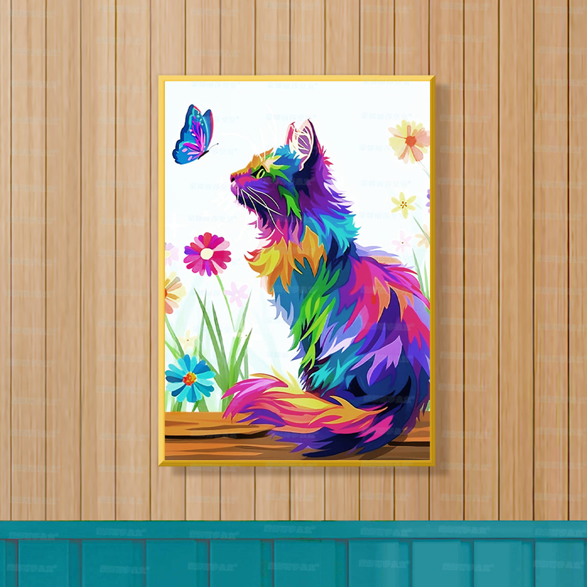 Mona Lisa Real bordado de cruz colorido gato nuevo lindo animal moderno simple sala de estar bordado a mano