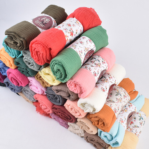 Autumn and winter new style literary candy color solid color single color large size women's cotton and linen scarf wholesale Yiwu solid color shawl