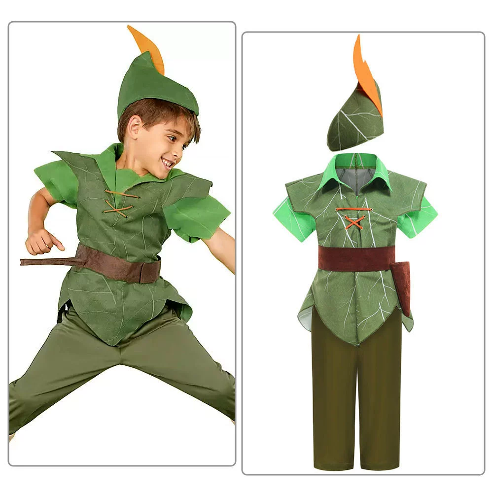 Green Elf Little Flying Peter Pan Pan Show Peter Pan Cos Christmas Children's Party Boy