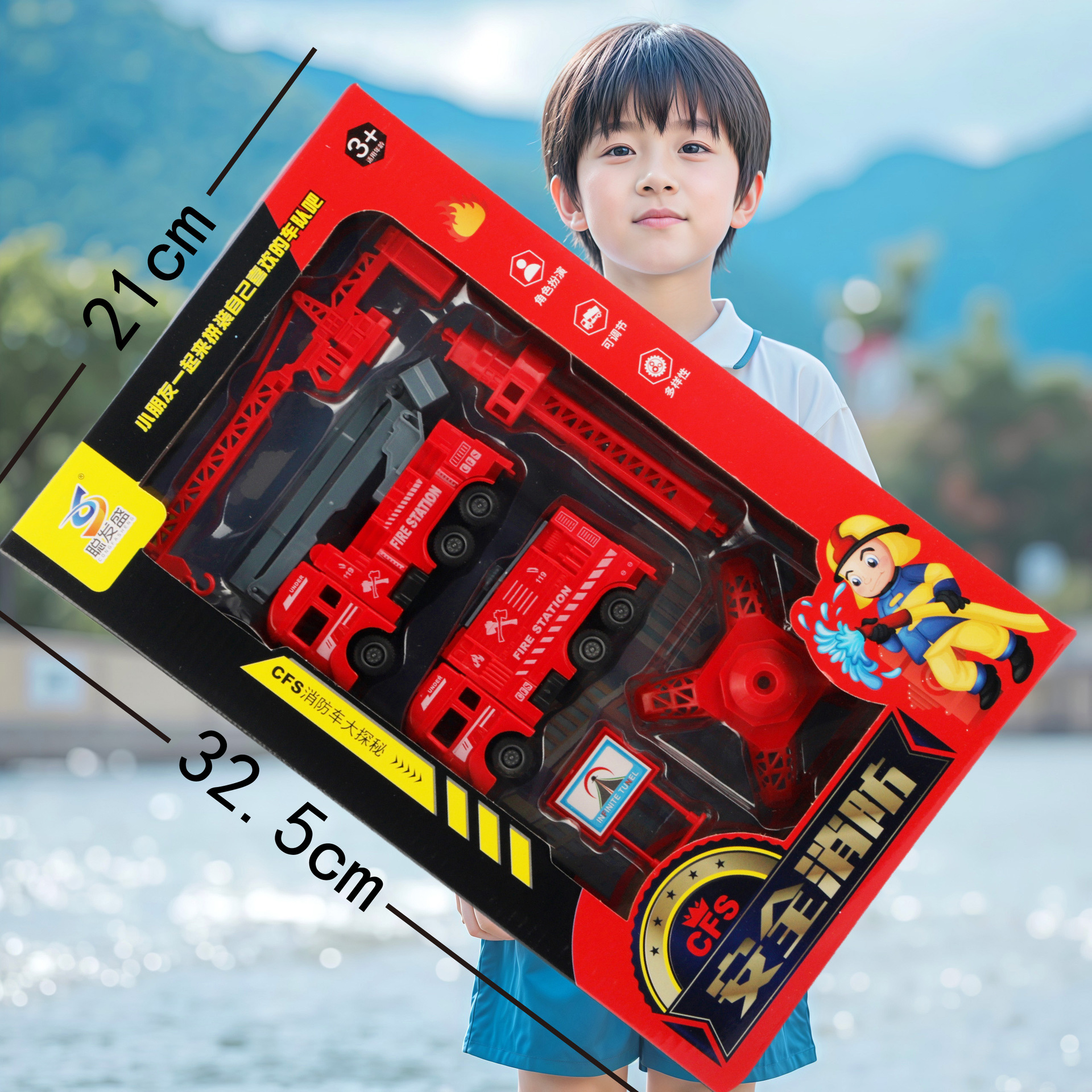 Caja de regalo de envío gratis, juego de coche de ingeniería, modelo de fuego de juguete, coche de retorno inercial, puesto de juguete para niños, regalo al por mayor