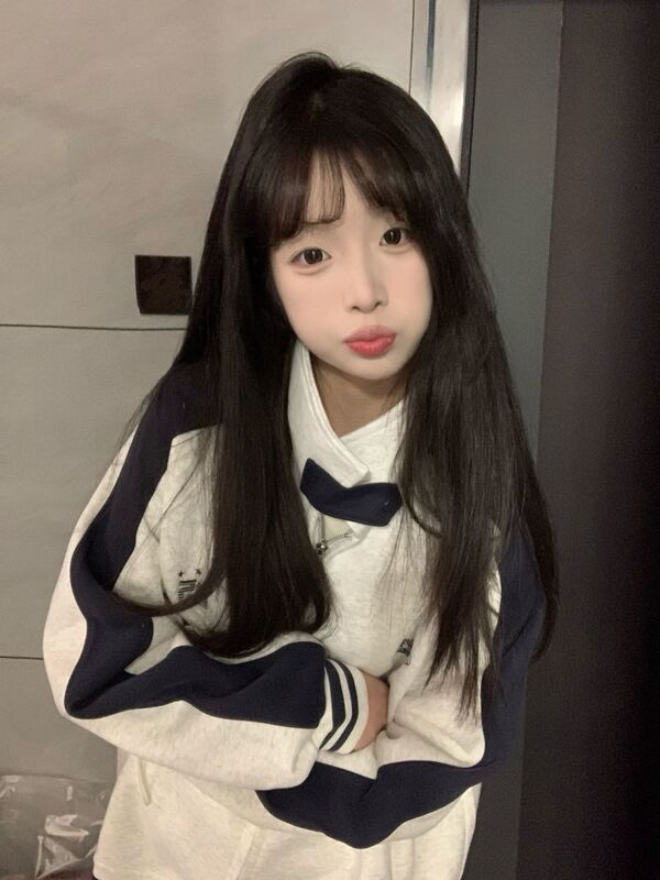 美式复古撞色拼接立领开衫卫衣女春秋学院风宽松情侣夹克上衣外套|undefined