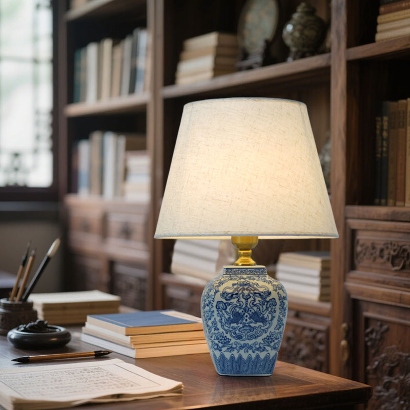 景德镇陶瓷台灯青花瓷中式古韵精致小号卧室床头三色温馨灯小夜灯