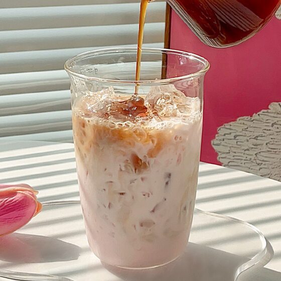 High Borosilicate Transparent Glass High Temperature Resistant Water Cup Milk Cup Beverage Cup Juice Cup Ice American Latte Glass