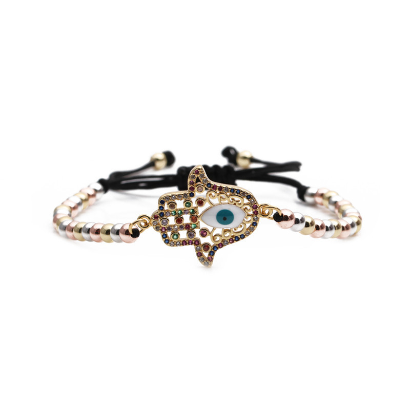 Simple Zircon Jewelry Palm Demon Eye Adjustable Bracelet display picture 4