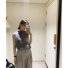 现 2025秋季新款韩国设计师moo*dal自然领口卷边无袖针织背心