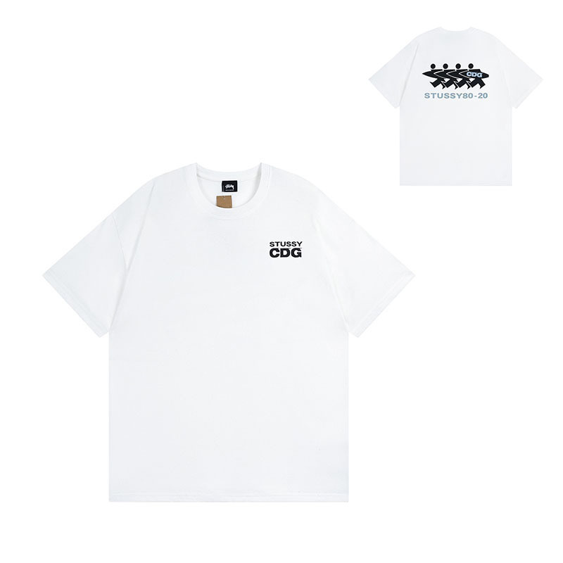 貿易ヨーロッパとアメリカのトレンディなブランド Stussy スチューシー ブラック 8 クラシック アイスクリーム 半袖 カップル 夏 ルーズ Tシャツ メンズ|undefined