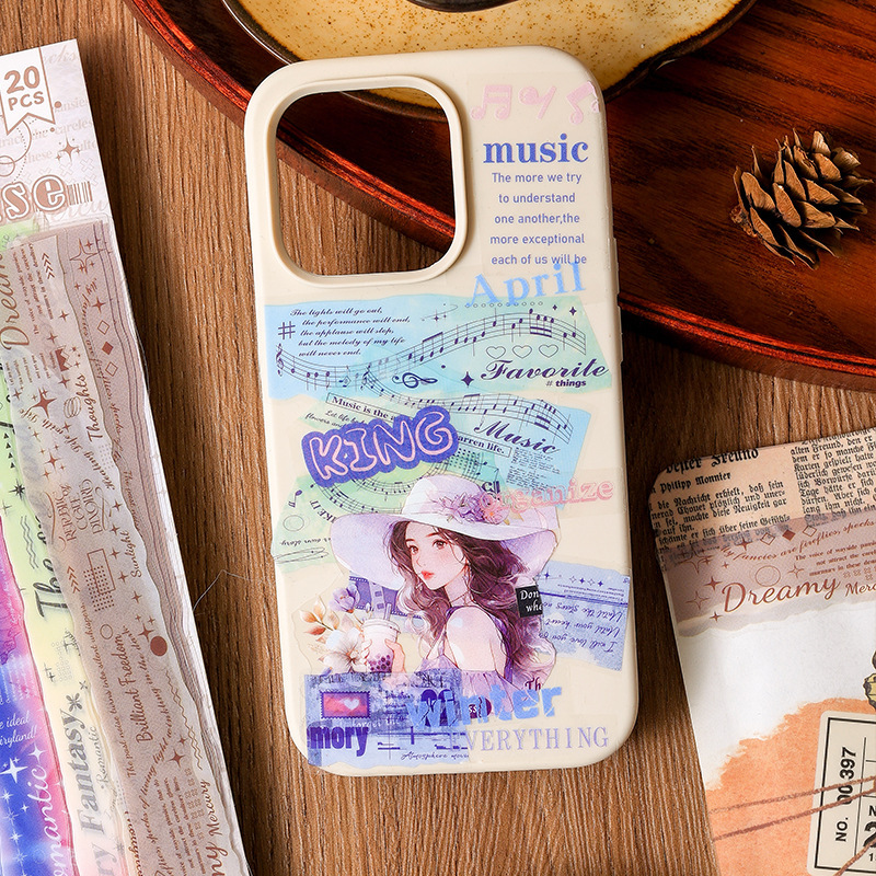 Jane Shadow Poetry año transparente impermeable pegatinas de pet diy notas de diario de cuenta manual pegatinas de letras en inglés de tiras largas retro transfronterizas