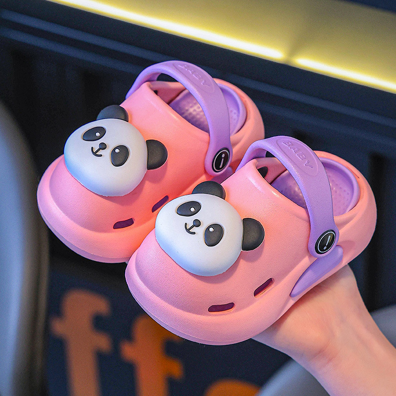 Zapatos para niños, sandalias para niños, bebés de verano, nuevos niños, zapatillas de animación antideslizantes para niños, zapatillas de panda para niños