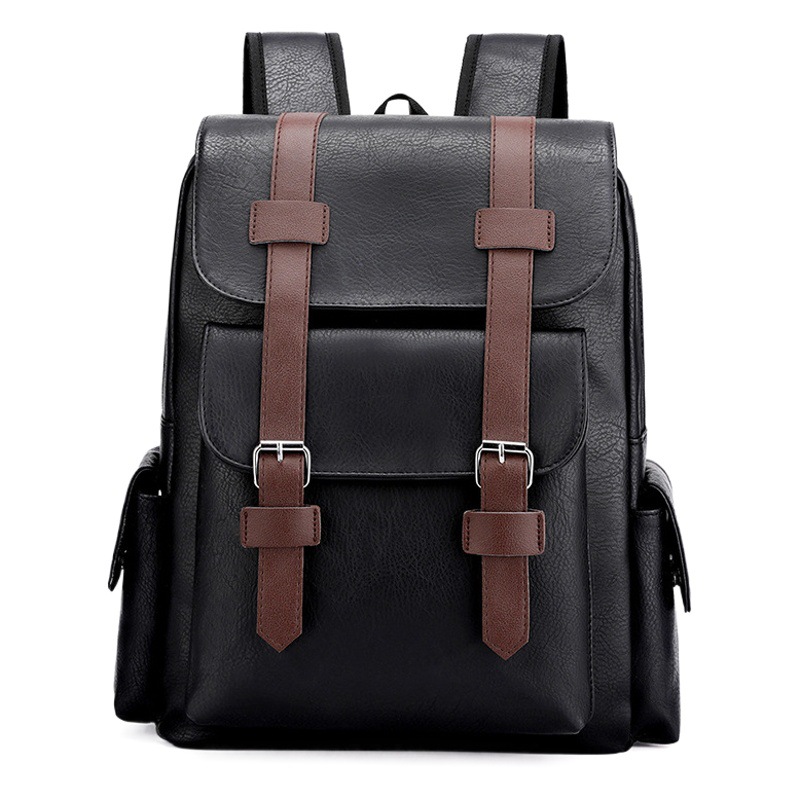Cross-Border Large-Capacity Soft Pu Leather Backpack Casual Business Computer Bag Student School Bag Outing Travel Backpack